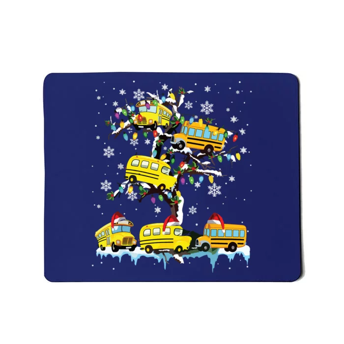 School Bus On Xmas Tree Christmas Santa School Bus Driver Mousepad