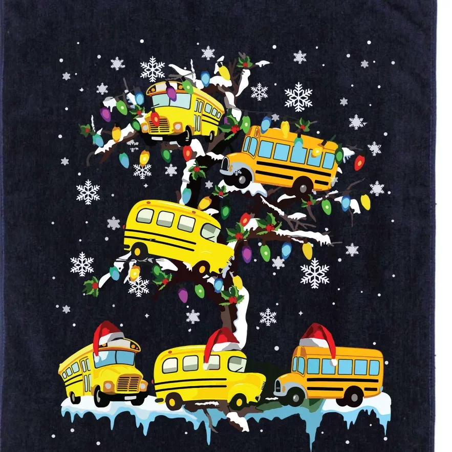 School Bus On Xmas Tree Christmas Santa School Bus Driver Platinum Collection Golf Towel