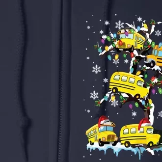 School Bus On Xmas Tree Christmas Santa School Bus Driver Full Zip Hoodie