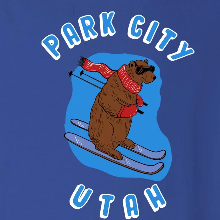 Skiing Bear On Ski Slope Funny Park City Utah Souvenir Funny Gift Toddler Long Sleeve Shirt