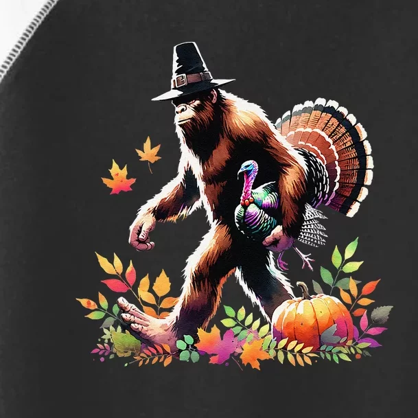 Sasquatch Bigfoot Pilgrim Pumpkin Turkey Day Thanksgiving Toddler Fine Jersey T-Shirt