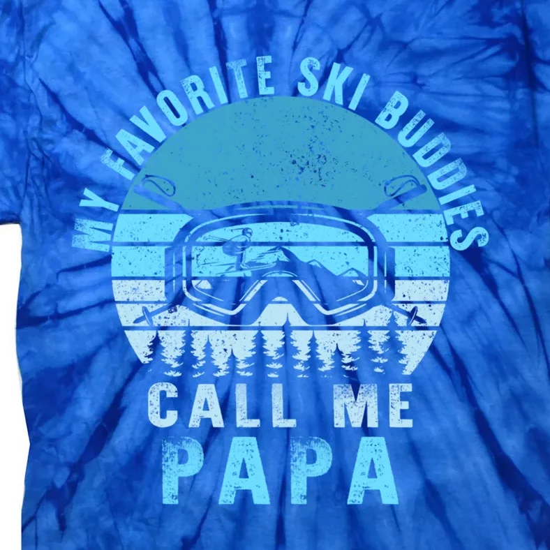 Ski Buddies Papa Skiing Goggles Snowboarding Grandpa Dad Gift Tie-Dye T-Shirt