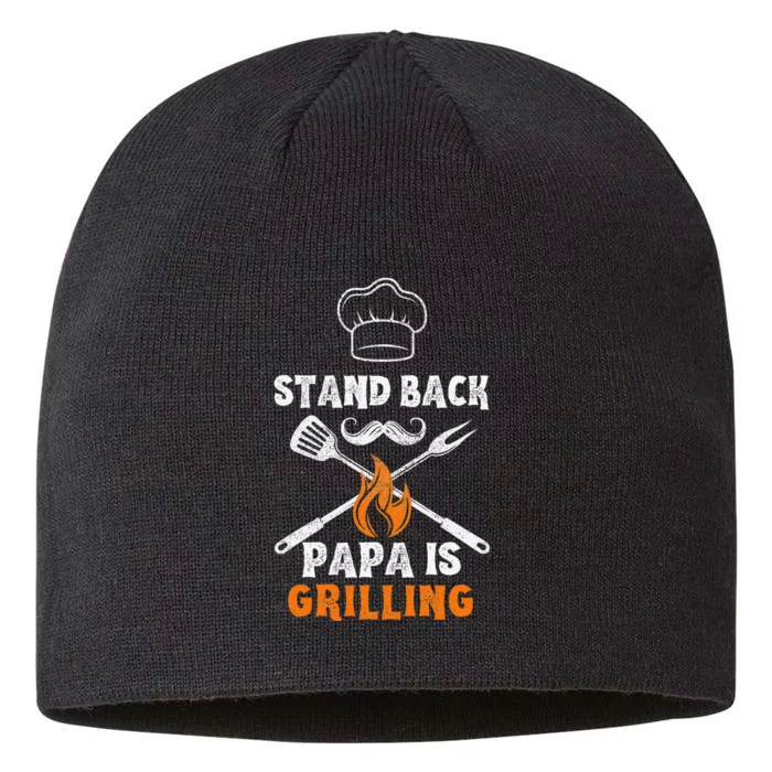 Stand Back Papa Is Grilling Funny Grill BBQ Dad 8 1/2in Sustainable Knit Beanie