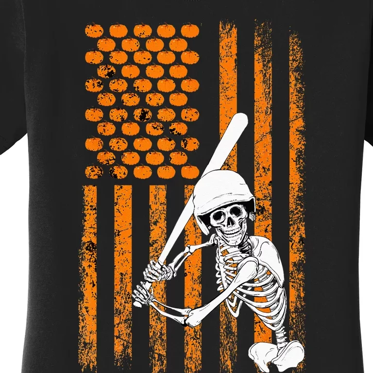 Skeleton Baseball Player Fan Skeleton Halloween Baseball Women's T-Shirt