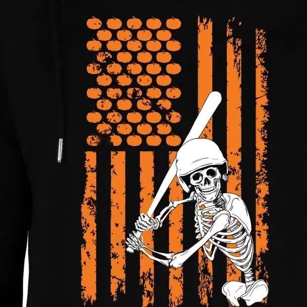 Skeleton Baseball Player Fan Skeleton Halloween Baseball Womens Funnel Neck Pullover Hood