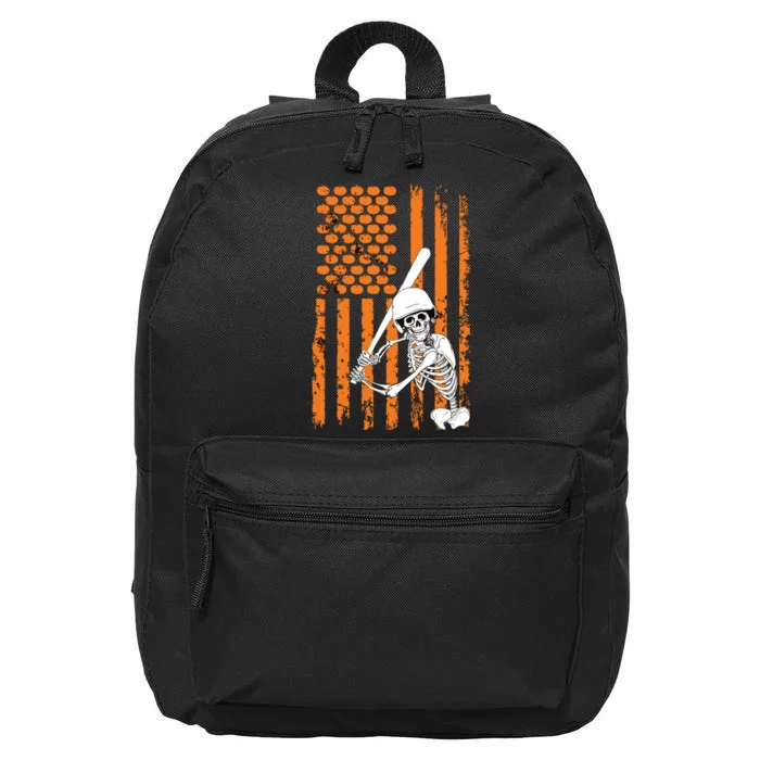 Skeleton Baseball Player Fan Skeleton Halloween Baseball 16 in Basic Backpack