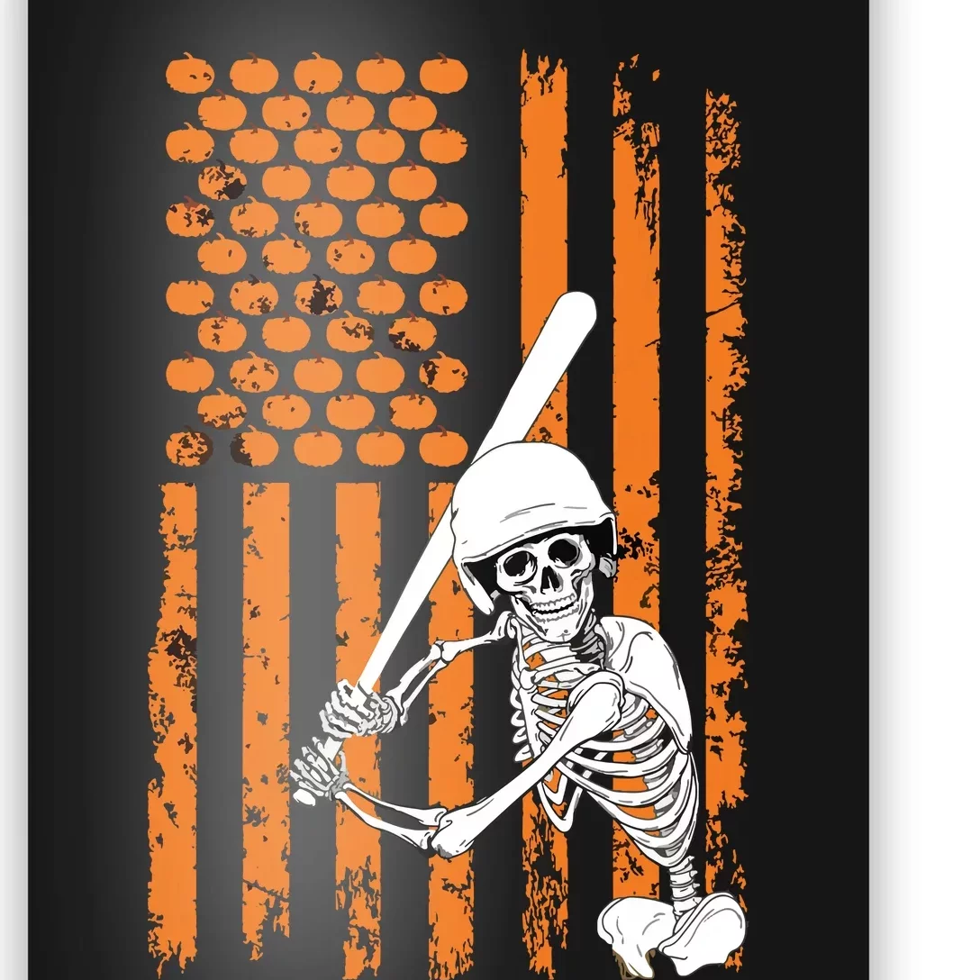 Skeleton Baseball Player Fan Skeleton Halloween Baseball Poster