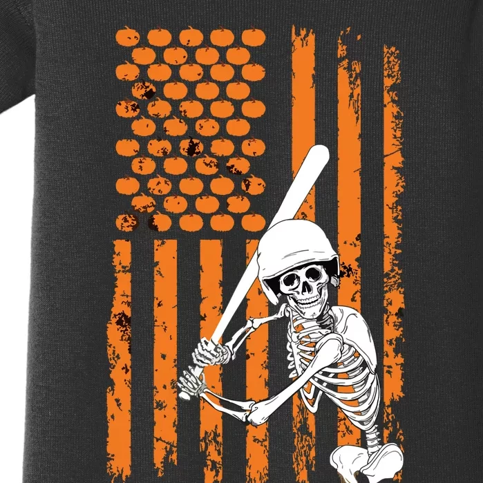 Skeleton Baseball Player Fan Skeleton Halloween Baseball Baby Bodysuit