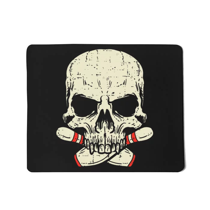 Skull Bowling Pins Skeleton Head Bowler Mousepad