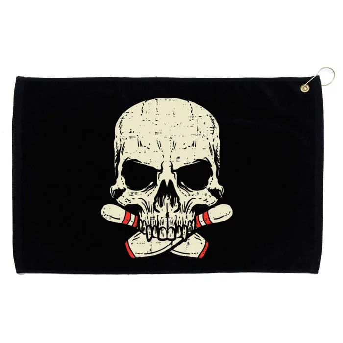 Skull Bowling Pins Skeleton Head Bowler Grommeted Golf Towel