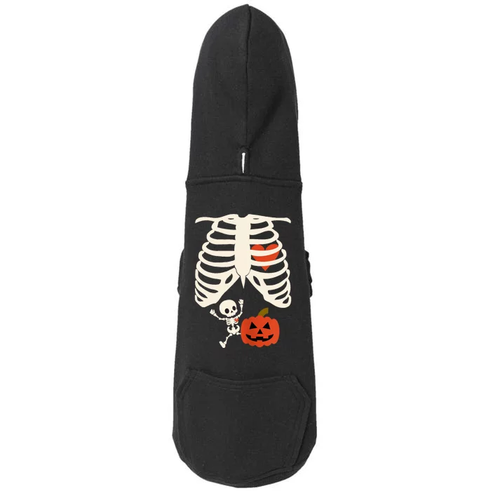 Skeleton Baby Pregnant Xray Rib Cage Halloween Costume Doggie 3-End Fleece Hoodie