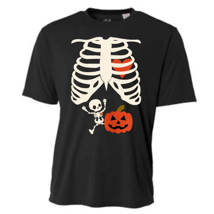 Skeleton Baby Pregnant Xray Rib Cage Halloween Costume Cooling Performance Crew T-Shirt