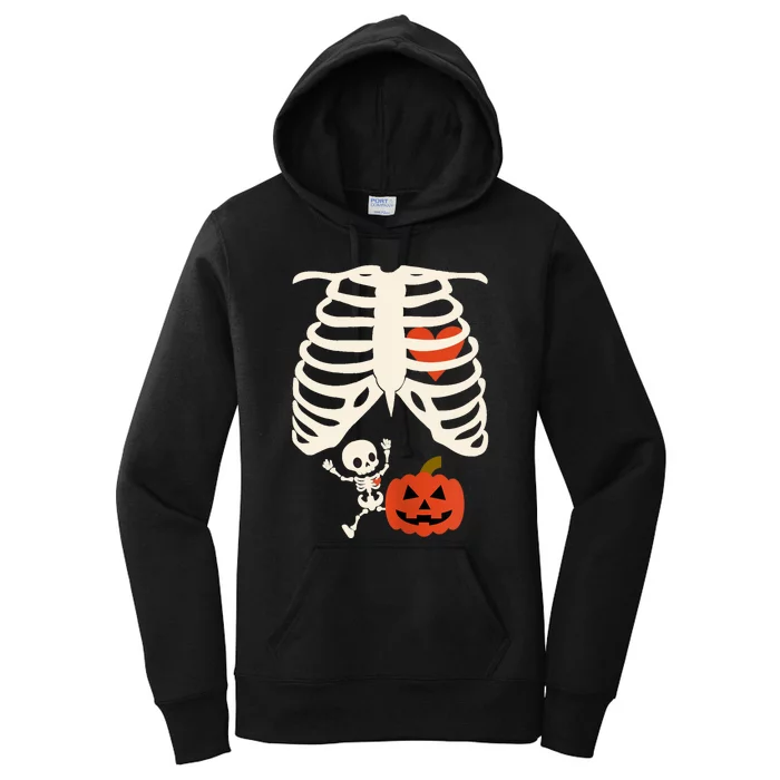 Skeleton Baby Pregnant Xray Rib Cage Halloween Costume Women's Pullover Hoodie