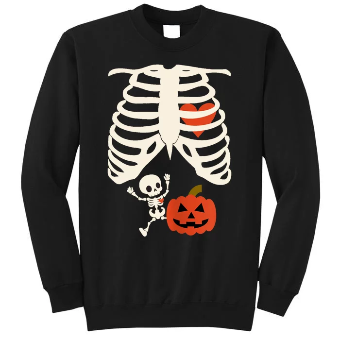 Skeleton Baby Pregnant Xray Rib Cage Halloween Costume Tall Sweatshirt