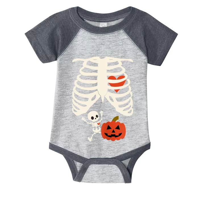 Skeleton Baby Pregnant Xray Rib Cage Halloween Costume Infant Baby Jersey Bodysuit