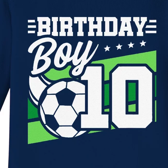 Soccer Birthday Party 10 Year Old Boy 10th Birthday Baby Long Sleeve Bodysuit