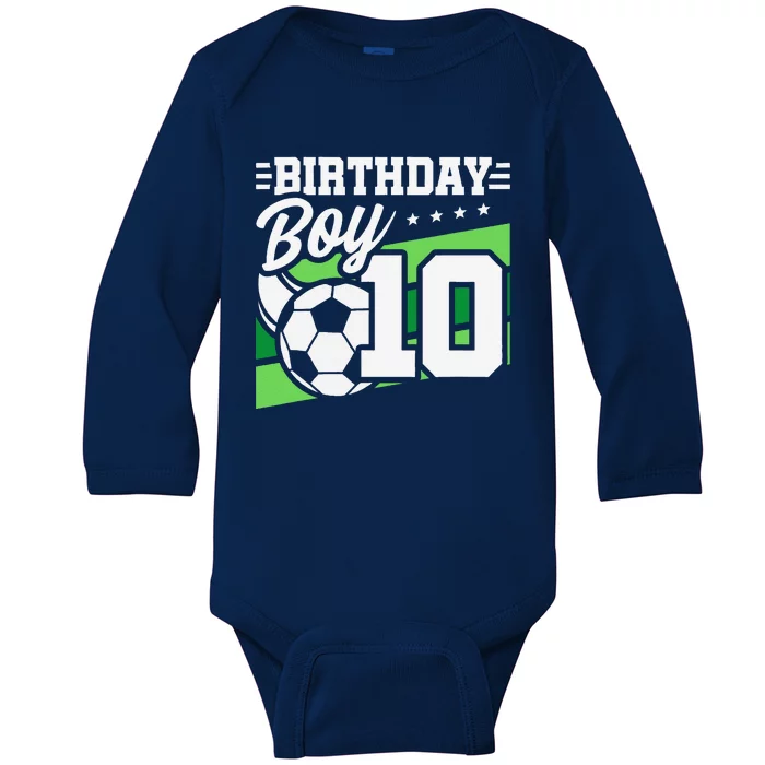 Soccer Birthday Party 10 Year Old Boy 10th Birthday Baby Long Sleeve Bodysuit