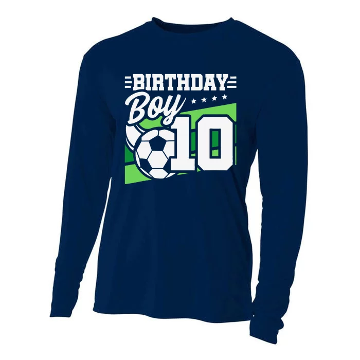 Soccer Birthday Party 10 Year Old Boy 10th Birthday Cooling Performance Long Sleeve Crew