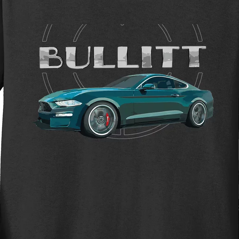 S550 Bullitt Performance Car 5.0liter V8 Muscle Green Kids Long Sleeve Shirt