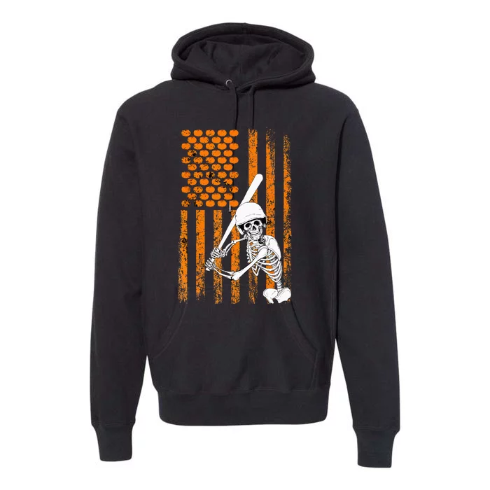 Skeleton Baseball Player Fan Skeleton Halloween Baseball Premium Hoodie