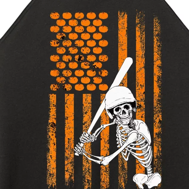 Skeleton Baseball Player Fan Skeleton Halloween Baseball Women’s Perfect Tri Rocker Tank