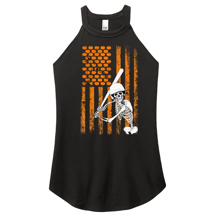 Skeleton Baseball Player Fan Skeleton Halloween Baseball Women’s Perfect Tri Rocker Tank