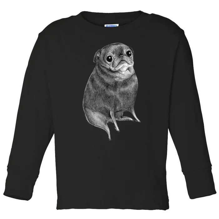 Sweet Black Pug Toddler Long Sleeve Shirt