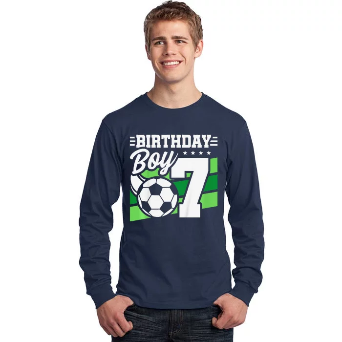 Soccer Birthday Party 7 Year Old Boy 7th Birthday Tall Long Sleeve T-Shirt