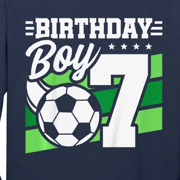 Soccer Birthday Party 7 Year Old Boy 7th Birthday Tall Long Sleeve T-Shirt