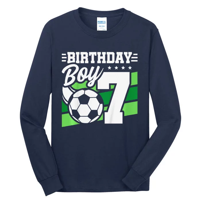 Soccer Birthday Party 7 Year Old Boy 7th Birthday Tall Long Sleeve T-Shirt