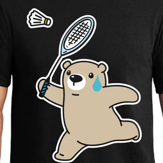 Sweet Bear Playing Badminton Badminton Player Badminton Gift Pajama Set