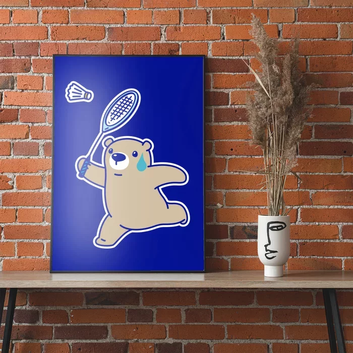 Sweet Bear Playing Badminton Badminton Player Badminton Gift Poster