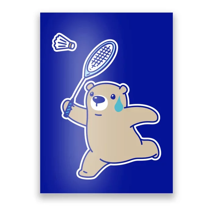 Sweet Bear Playing Badminton Badminton Player Badminton Gift Poster