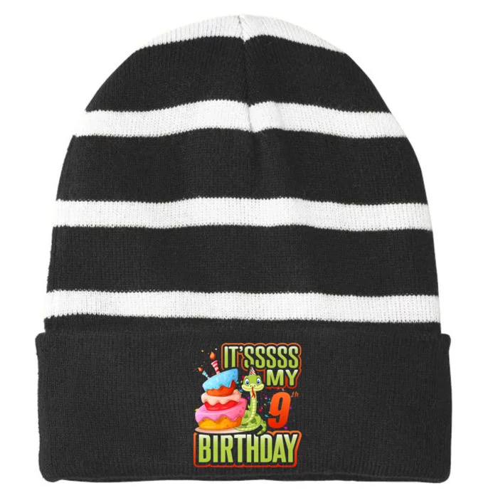 Snake Birthday Party Kids 9th Reptile Supplies Decorations Striped Beanie with Solid Band