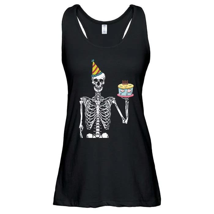 Skeleton Birthday Party Lazy Halloween Costume Funny Skull Ladies Essential Flowy Tank