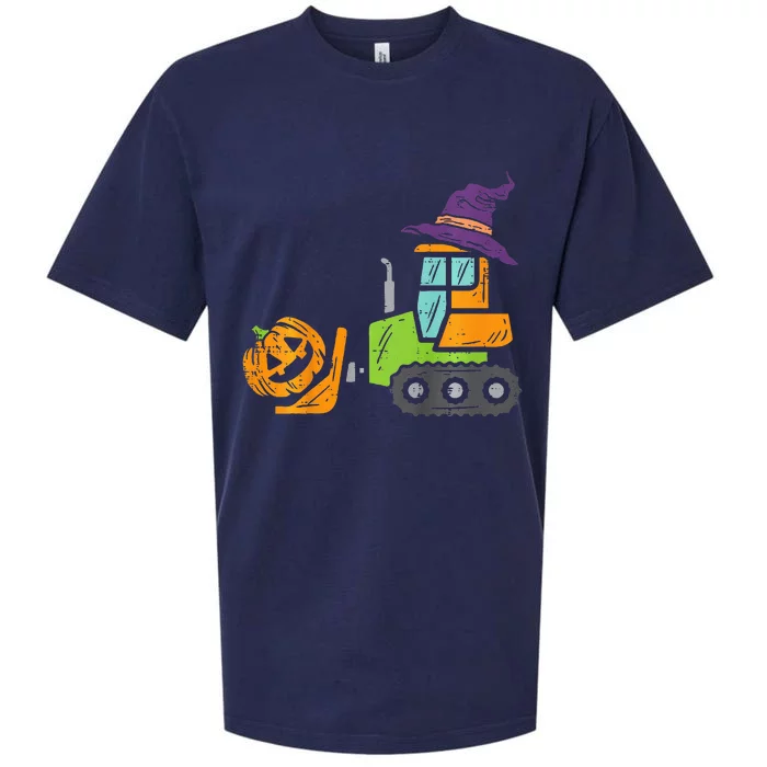 Spooky Bulldozer Pumpkin Truck for Halloween Decor Sueded Cloud Jersey T-Shirt