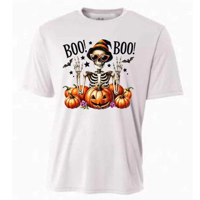 Skeleton Boo Pumpkin Halloween For Halloween Cooling Performance Crew T-Shirt