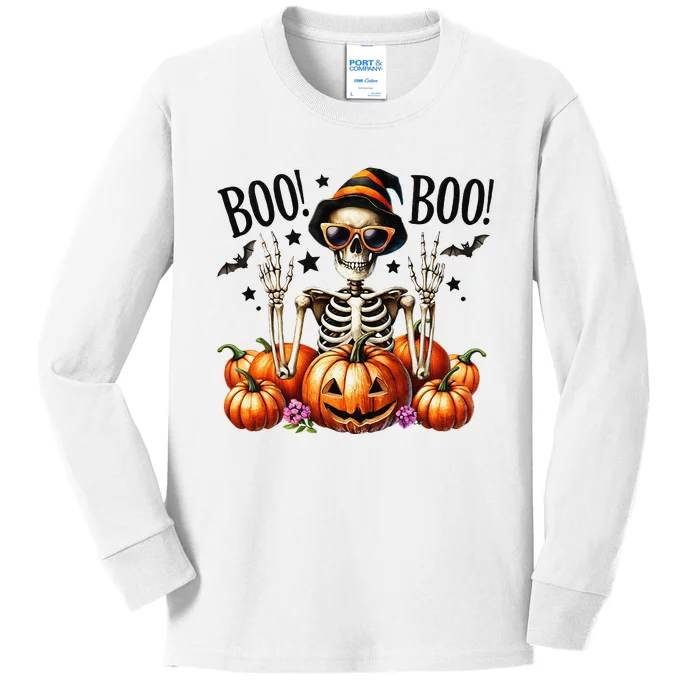 Skeleton Boo Pumpkin Halloween For Halloween Kids Long Sleeve Shirt