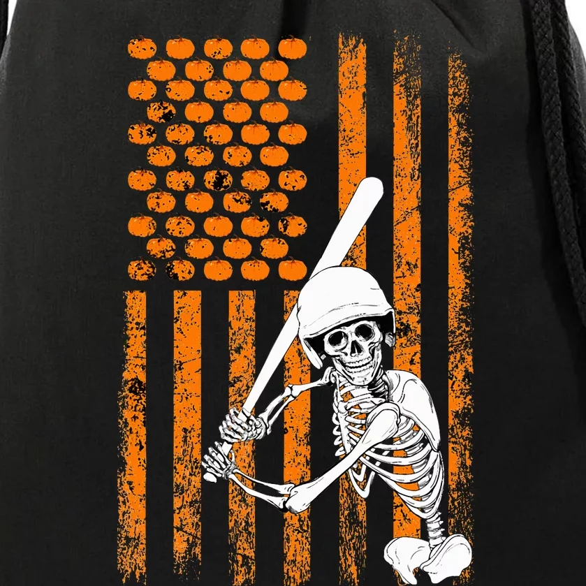 Skeleton Baseball Player Fan Skeleton Halloween Drawstring Bag