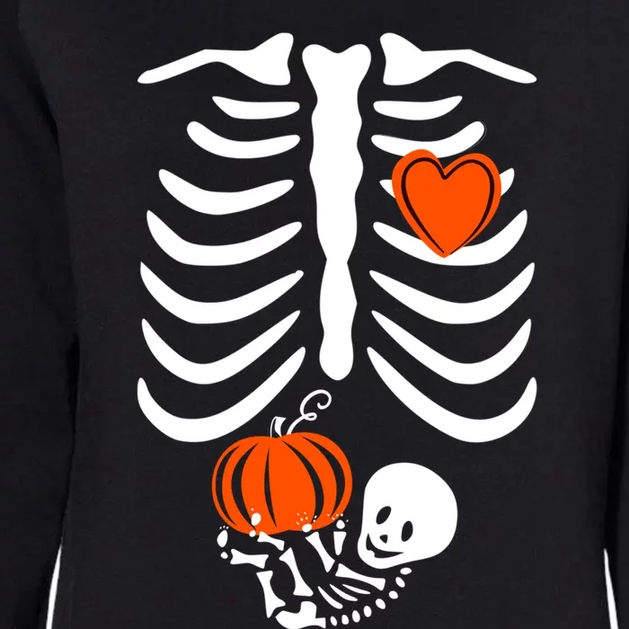 Skeleton Baby Pregnant Xray Rib Cage Halloween Costume Womens California Wash Sweatshirt