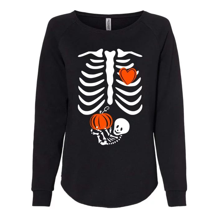 Skeleton Baby Pregnant Xray Rib Cage Halloween Costume Womens California Wash Sweatshirt