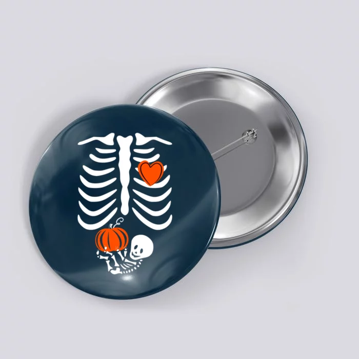 Skeleton Baby Pregnant Xray Rib Cage Halloween Costume Button