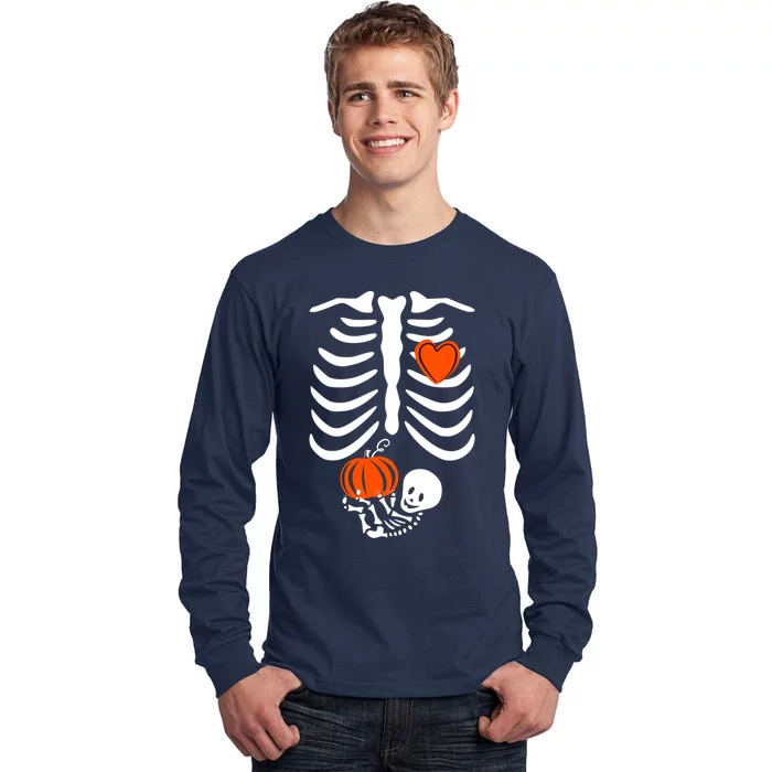 Skeleton Baby Pregnant Xray Rib Cage Halloween Costume Tall Long Sleeve T-Shirt