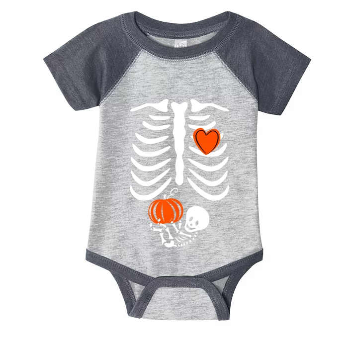 Skeleton Baby Pregnant Xray Rib Cage Halloween Costume Infant Baby Jersey Bodysuit