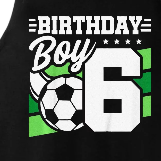 Soccer Birthday Party 6 Year Old Boy 6th Birthday Ladies Tri-Blend Wicking Tank