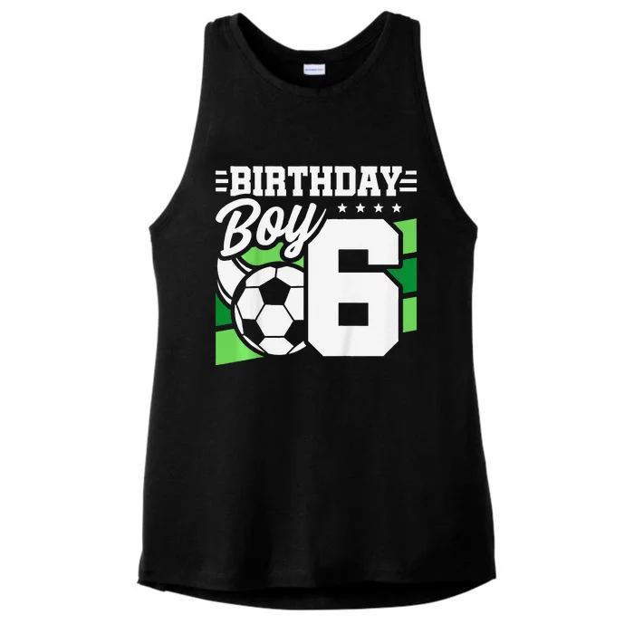 Soccer Birthday Party 6 Year Old Boy 6th Birthday Ladies Tri-Blend Wicking Tank