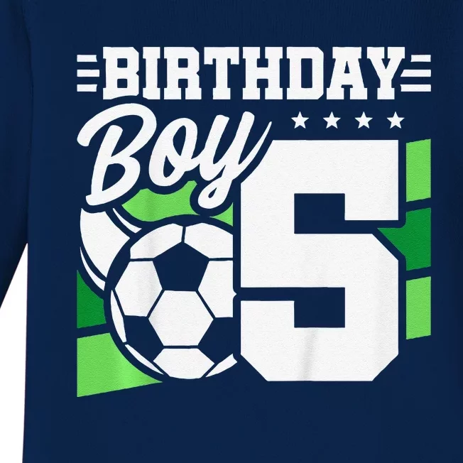 Soccer Birthday Party 5 Year Old Boy 5th Birthday Baby Long Sleeve Bodysuit