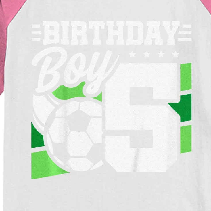 Soccer Birthday Party 5 Year Old Boy 5th Birthday Kids Colorblock Raglan Jersey