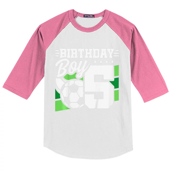 Soccer Birthday Party 5 Year Old Boy 5th Birthday Kids Colorblock Raglan Jersey