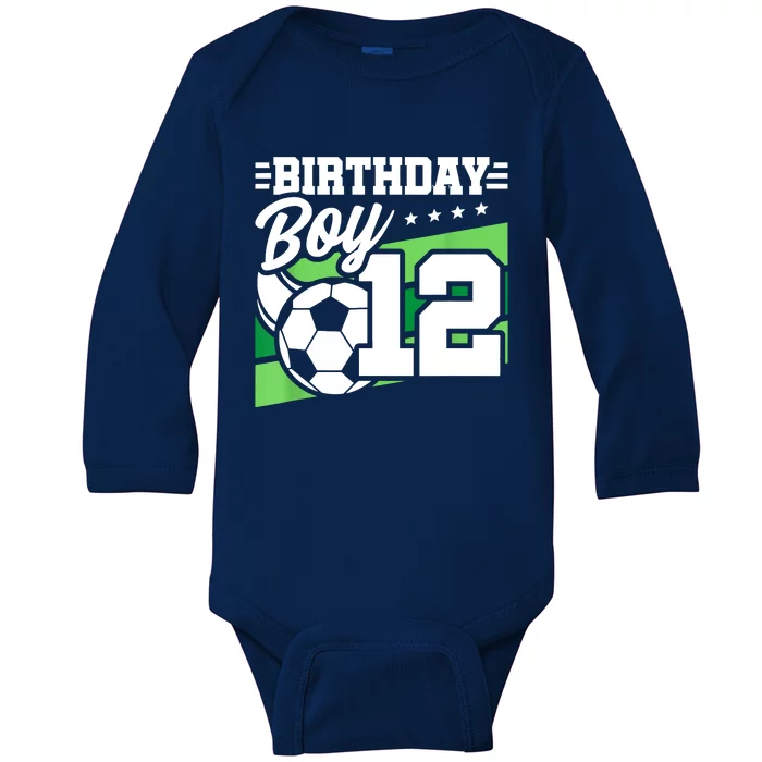 Soccer Birthday Party 12 Year Old Boy 12th Birthday Baby Long Sleeve Bodysuit